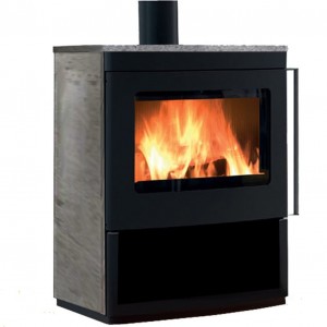 Poêle à bois Palazzetti NICOLE 8KW Pierre Ollaire avec Réserve de Bois Ouverte