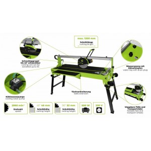 Scie à matériaux à tête coulissante ZIPPER ZI-FS250-1200 avec un disque diamanté de 250 mm